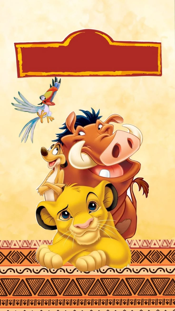 Simba, Timón y Pumba celebrando el cumpleaños de Mauro Alessandro
